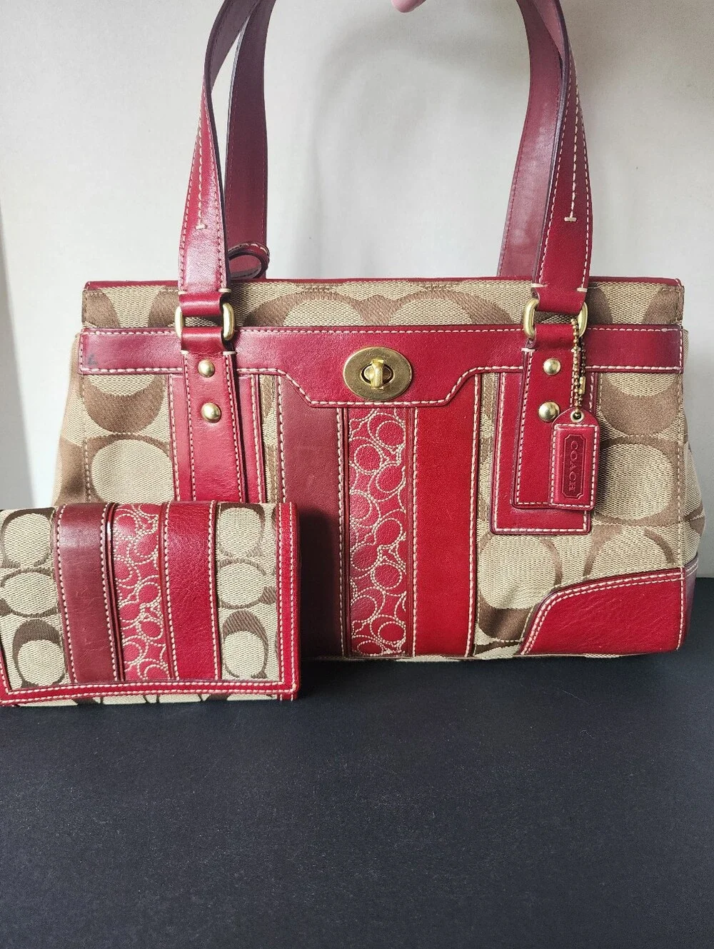 Coach Hampton Signature Medium Carryall & Wallet, EUC, 2007, 11071